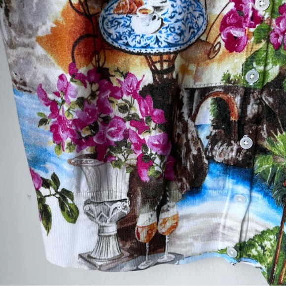 Talbots Coastal Print Charming Cardigan Lightweight Size L - Picture 7 of 13